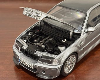 BMW M3 CSL E46 Diecast Model Car: Autoart 1/18 Scale, Steel Grey