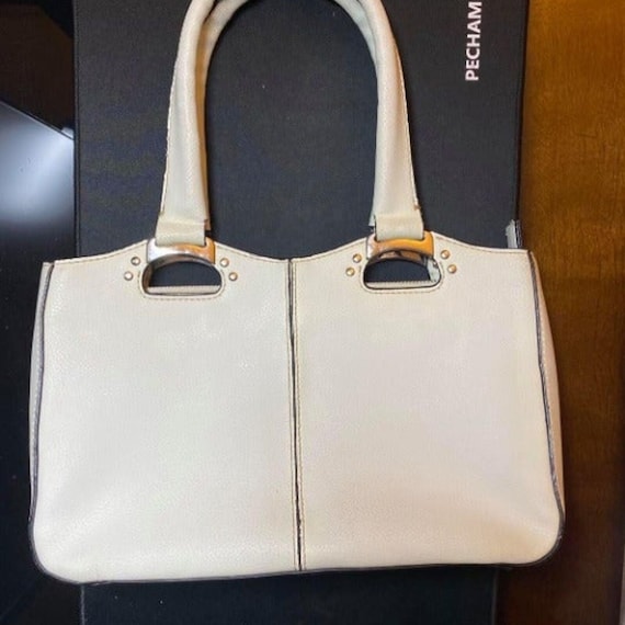 White Leather Bag Thrift Vintage Good Condition