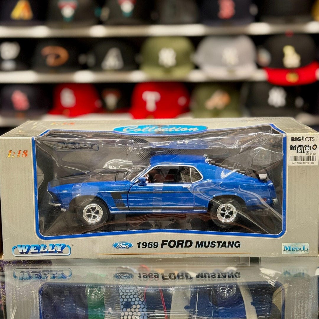 1/18 1969 Ford Mustang Boss 302 Blue WELLY Diecast Car | New - Etsy