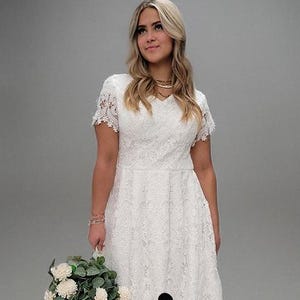 white christmas dresses Joniqua White Temple Dress / Simple Wedding Dress 3XL main image 1