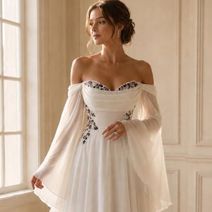 etsy embroidered wedding dress 3D Floral Embroidered Wedding Gown: Sheer Corset Dress