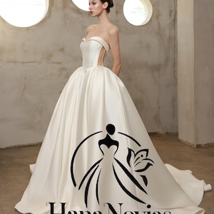 Jolis Strapless Mikado Wedding Dress with Corset Back and Sweetheart Neckline – Elegant Ball Gown Bridal Look Minimalist Style Classic