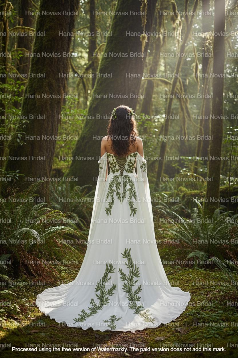 boho wedding dress green Flowy Sage Green Boho Beach Wedding Dress main image 0