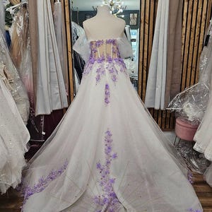 Whimsical Lavender Flower Gown With Hair Pin