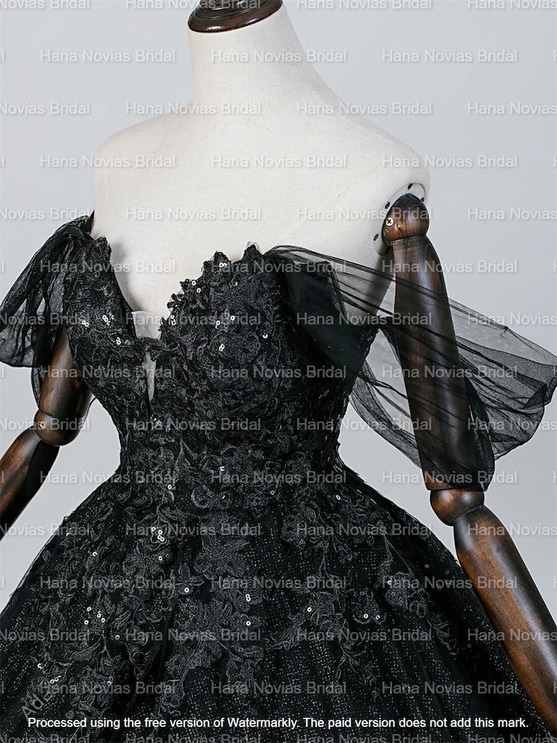 Gothic Black Wedding Dress • off Shoulder Ball Gown • Lace Corset ...