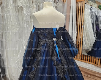 princess polly baby blue dress Black 3D Flowers Wedding Dresses Strapless Sparkly Ball Gown 67547 –  Viniodress