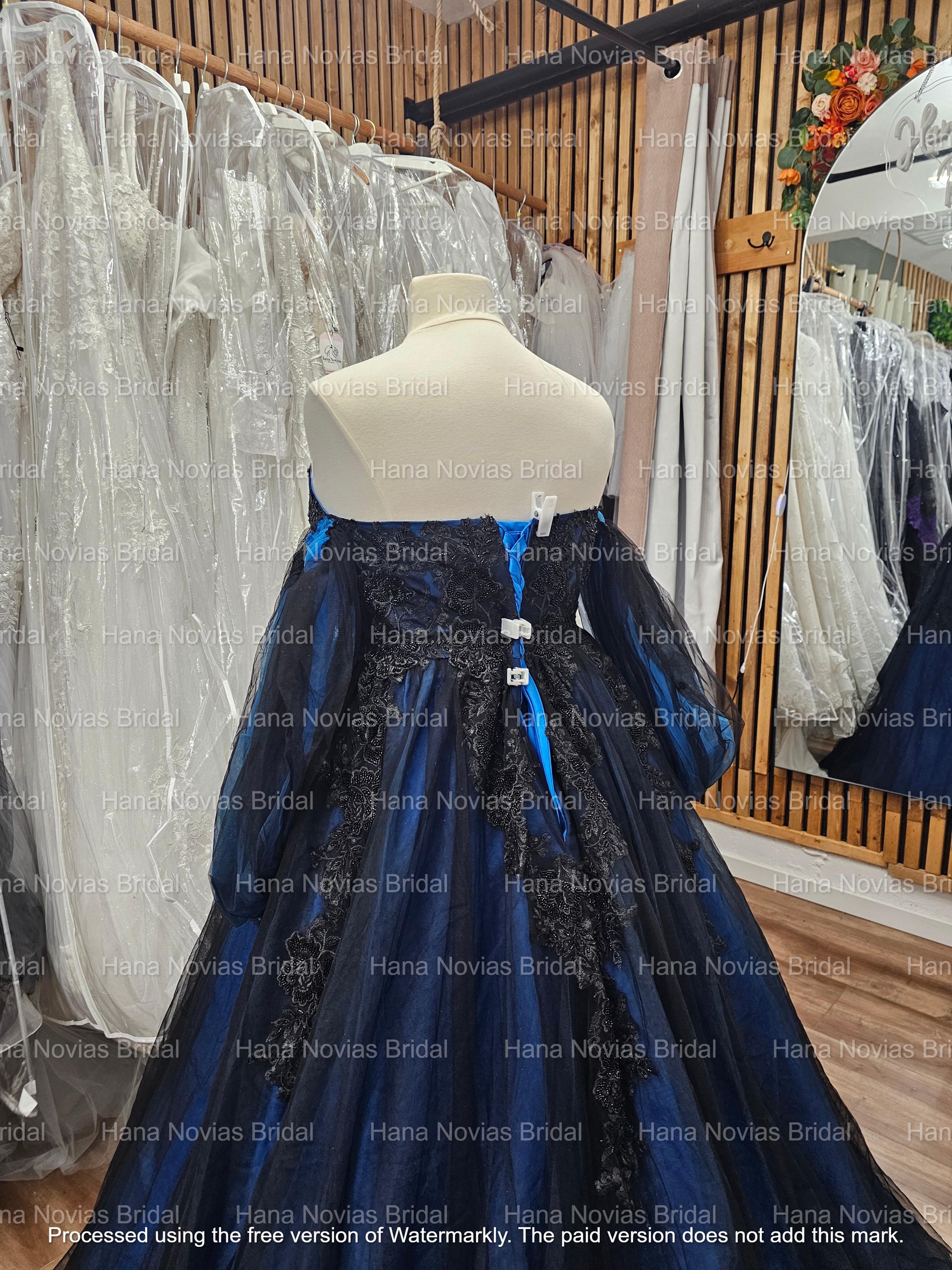 black and dark blue wedding dress Black Corset Ball Gown Wedding Dresses Sweetheart