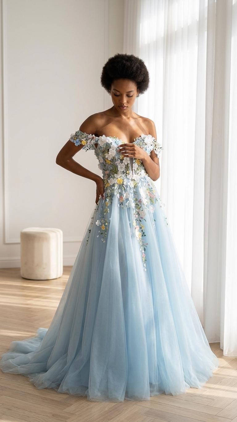 spirit of spring light blue floral embroidered maxi dress Tropicana Maxi Dress main image 0