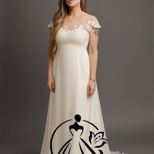sachin and babi light blue dress Plus Size Empire Waist Wedding Dress with Lace Flutter Sleeves and Chiffon  Skirt