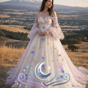 White Wedding Dress With Purple Accents - Etsy White Wedding Dress With Purple Accents - Etsy