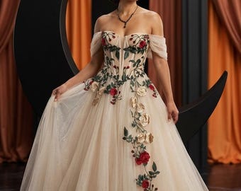 ivory and burgundy wedding dress Vintage & White Dress: Strapless Corset A-line Gown style_id_L51533