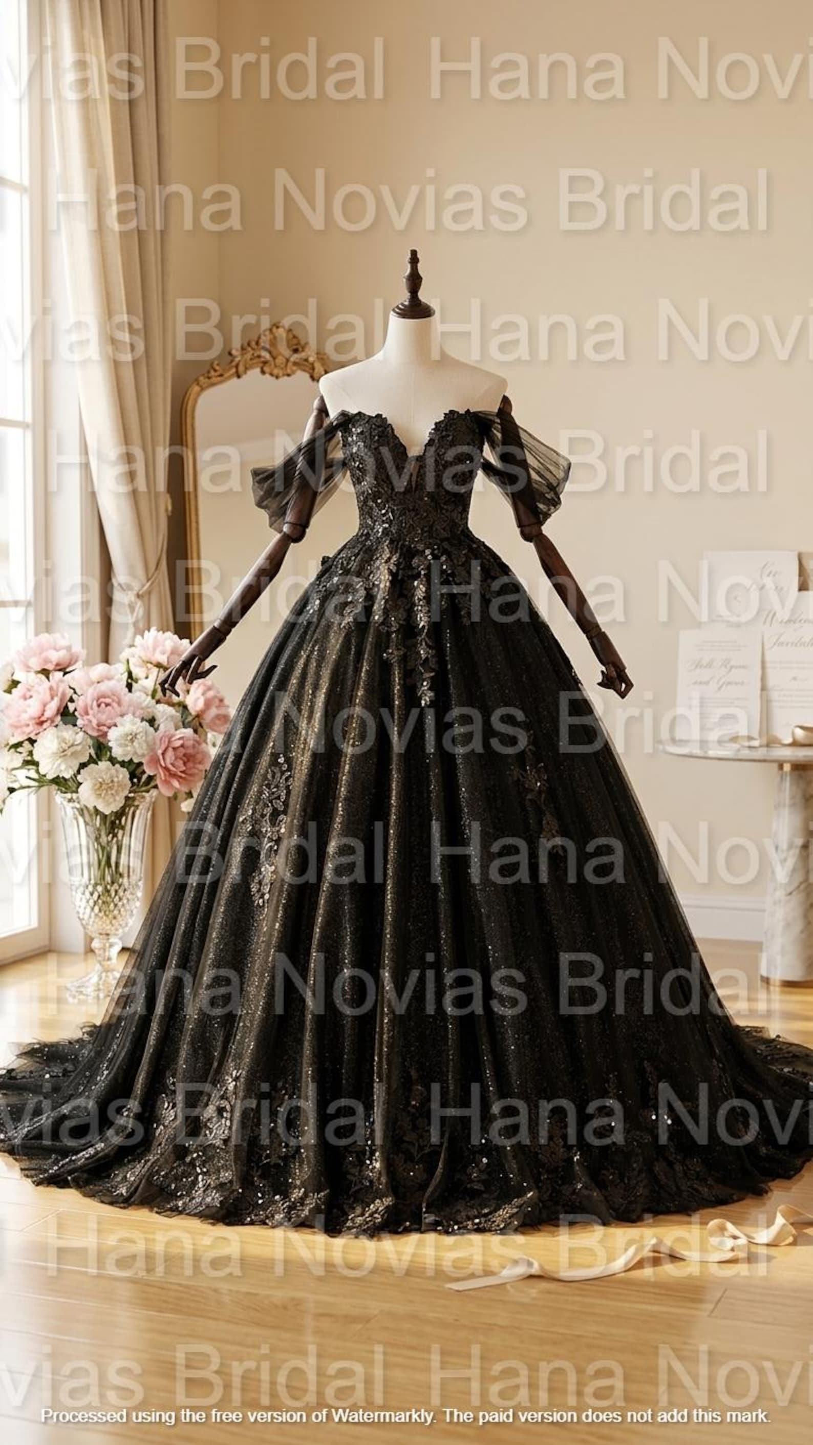 Gothic Black Wedding Dress • off Shoulder Ball Gown • Lace Corset ...