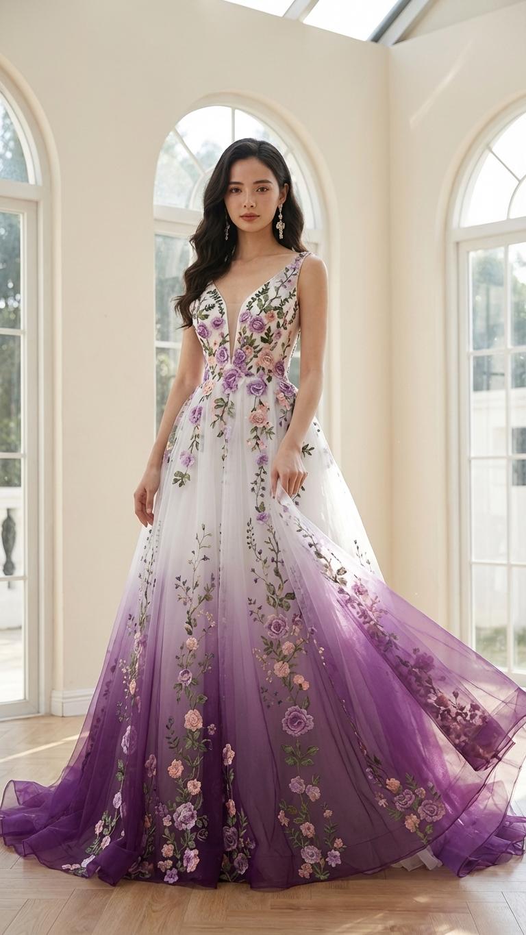 purple dip dye wedding dress See why multicolored wedding dresses are the latest bridal trend