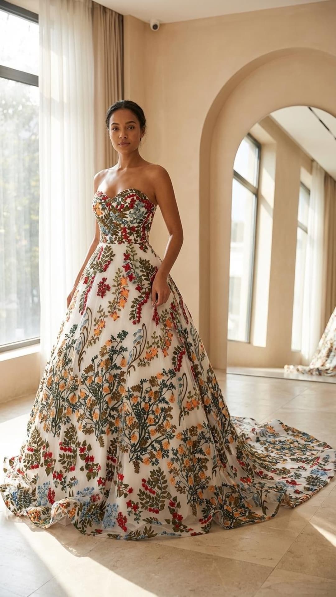 amandine boho wedding dress product info and reviews Strapless Floral • A Line Bridal Gown • Corset Back • Romantic Lace Wedding Dress • Garden Bride • Custom Size Color:Pink Green