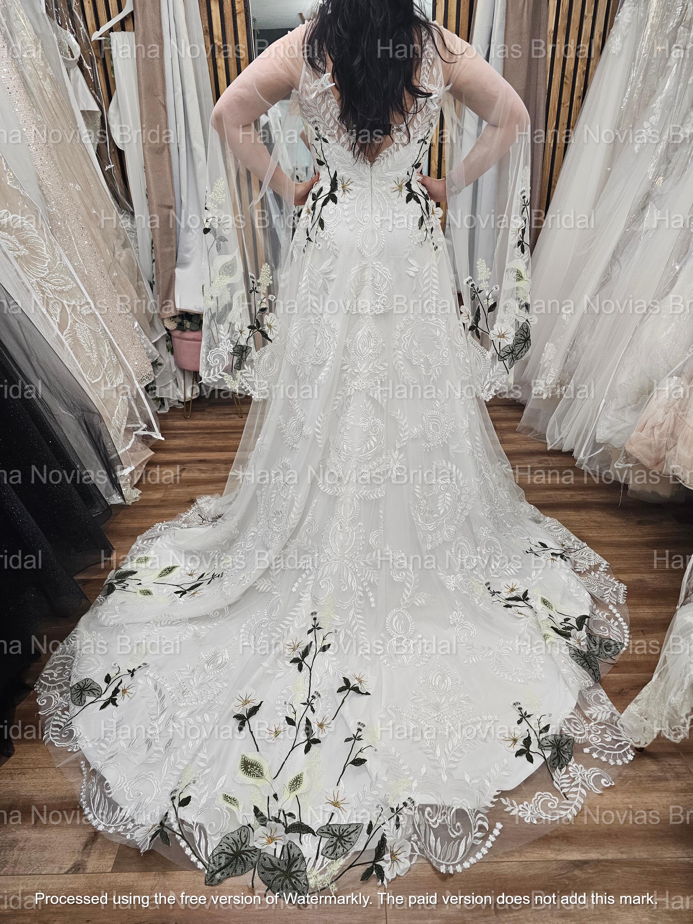 Abito da sposa boho floreale Rhaychell – Abito da sposa avorio a