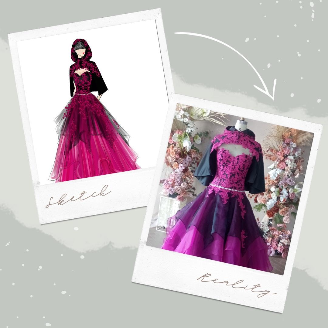 Custom Wedding Dress Design Sketch – Personalized Bridal Gown Art