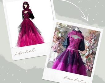 Custom Wedding Dress Design Sketch – Personalized Bridal Gown Art