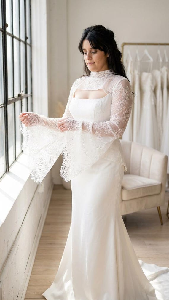strapless wedding dress with lace overlay Strapless Lace Wedding Gown 6 / Off White-Nude