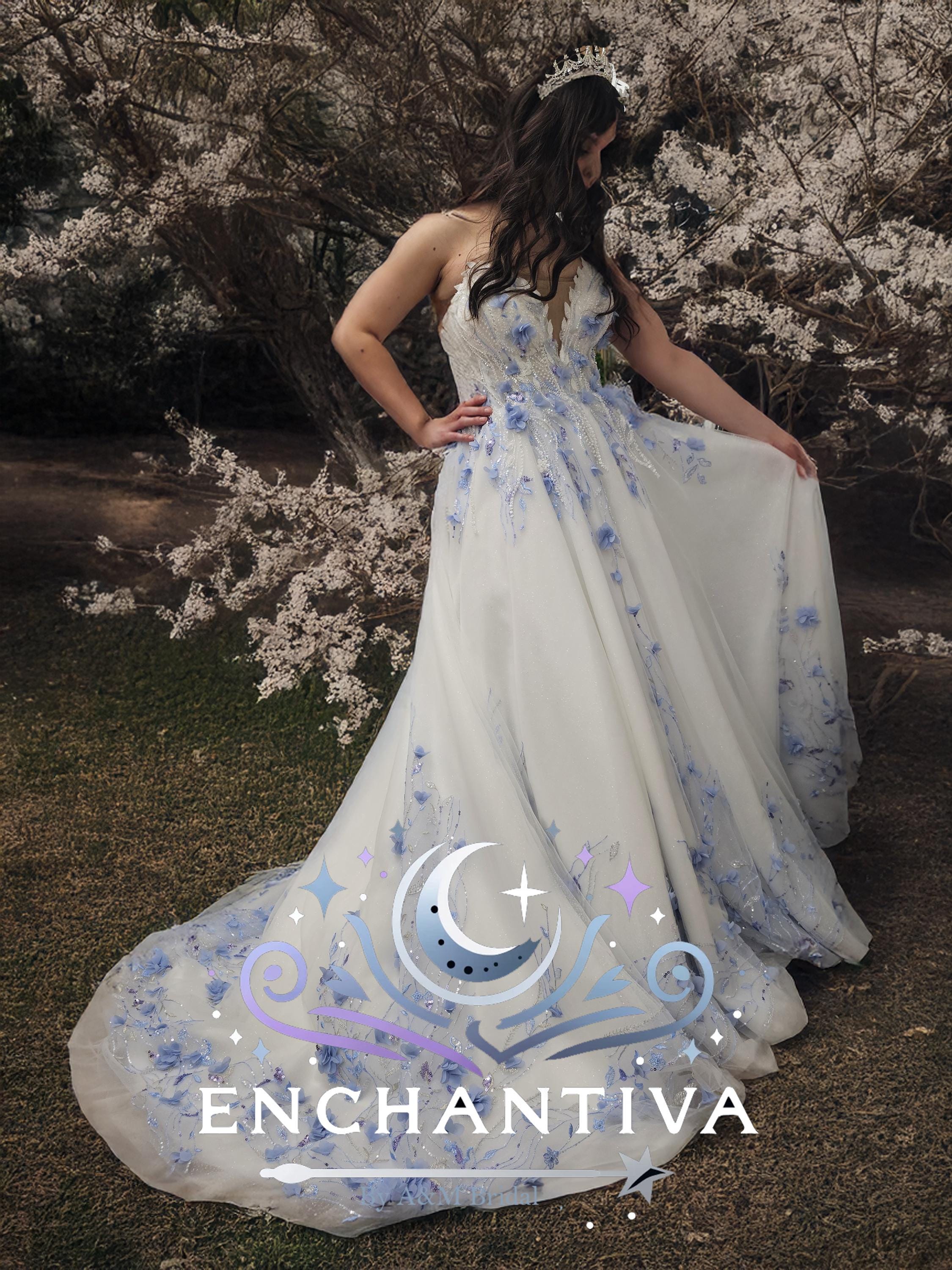 Degradado Vestidos De Novia Azul Con Blanco Degradado Vestido De