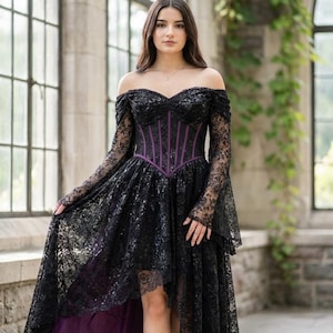 dark purple high low dress Dark Purple High Low New Party Dress, Purple Homecoming Dress