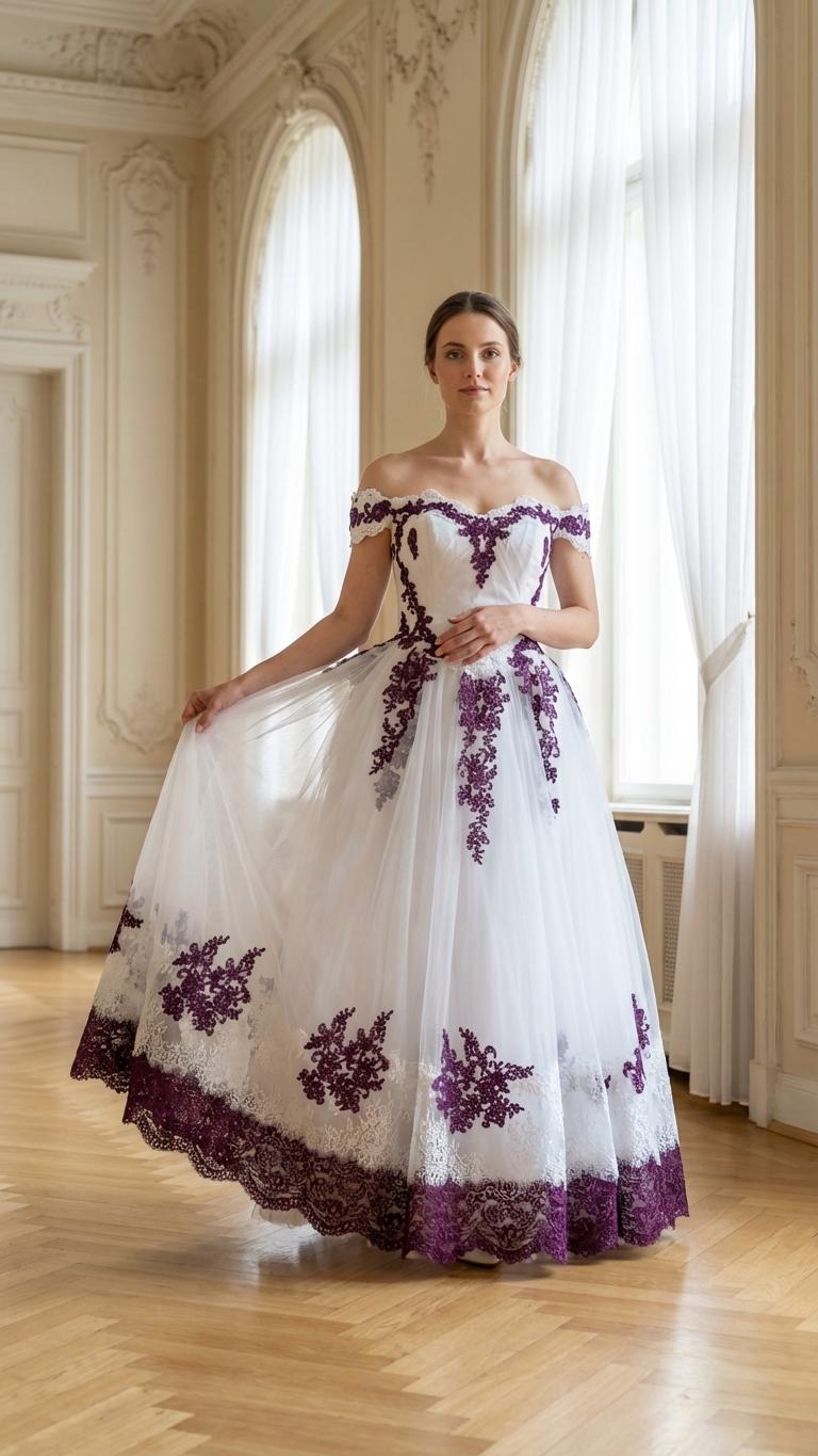 open lace back dress Custom made deep V ombre cascading wedding dress