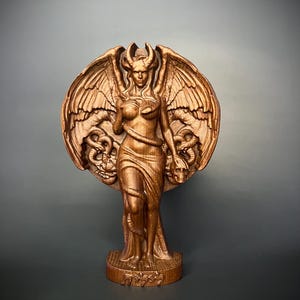 Lilith Wooden Statue, statuette of the goddess Lilith