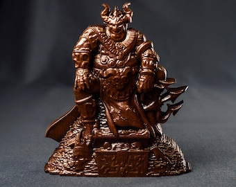 Carved Wooden Mammon Statue: Embodiment of Wealth and Power