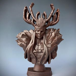 Hel Wooden Statue, bust of the goddess Hel, Norse goddess of death