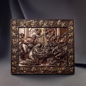 Nativity of Christ Wooden Christian Orthodox Icon, Christmas gift Holy Family, Christmas icon