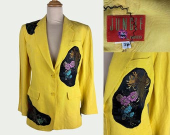 90s Kenzo Jungle Linen Vest - Etsy