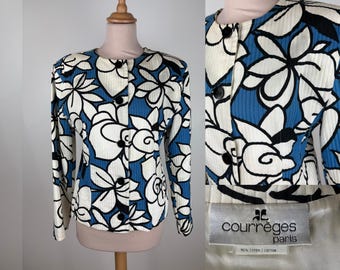 Vintage 80's Courrèges Jacket - Button Flower Pattern Retro Elegance, Iconic Design, Made in France, Rare Piece, Haute Couture