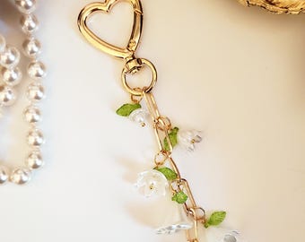Lily of the Valley - Pearl Flower Bag Charm | Coastal Floral Tote Bag Charm | Purse Accessory | Bridesmaid Gift| Gift for Her
