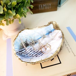 Sand Dune Ring Dish | Oyster Ring Dish | Beach Oyster Jewelry Dish | Shell Ring Dish | Coastal Oyster Shell Decor | Oyster Shell Art