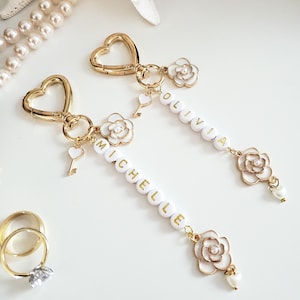 Personalized Bag Charm |Flower Tote Bag Charm| Custom Keychain| Beach Bag Charm | Coastal Purse Tag | Wedding Gift for Her| Bridesmaid Favor