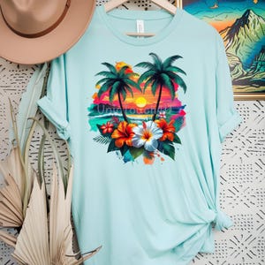 Beach Sunset PNG: Summer T-Shirt Design, Sublimation (Digital Download)