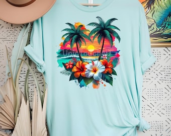 Summer Png, Colorful Summer Clipart,Beach Digital png,Tropical Png,T-Shirt Design,Sublimation Design,Beach Sunset Instant Digital Download