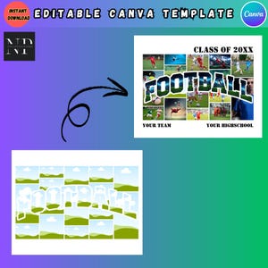 Custom Football Photo Collage Template | Editable Sports Memory Frame | Senior Night Gift | Personalized Team Keepsake