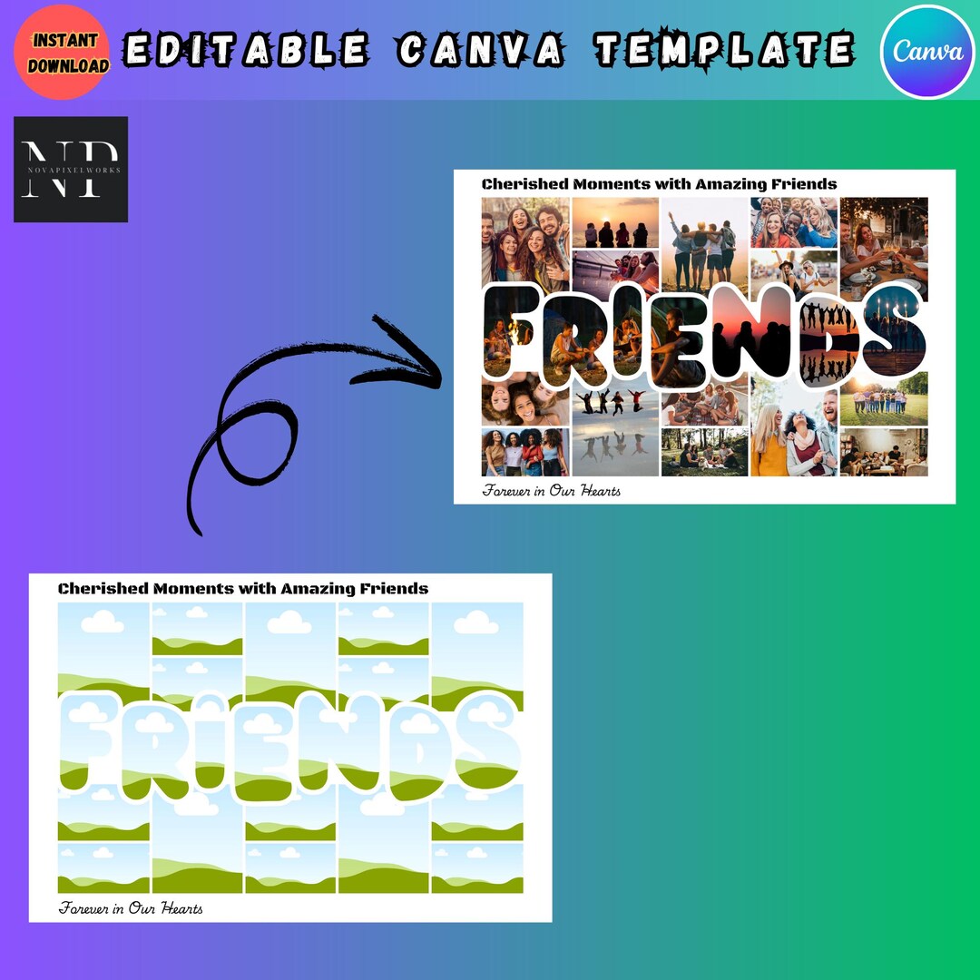 Customizable Friendship Collage Template, Best Friends Photo Frame ...