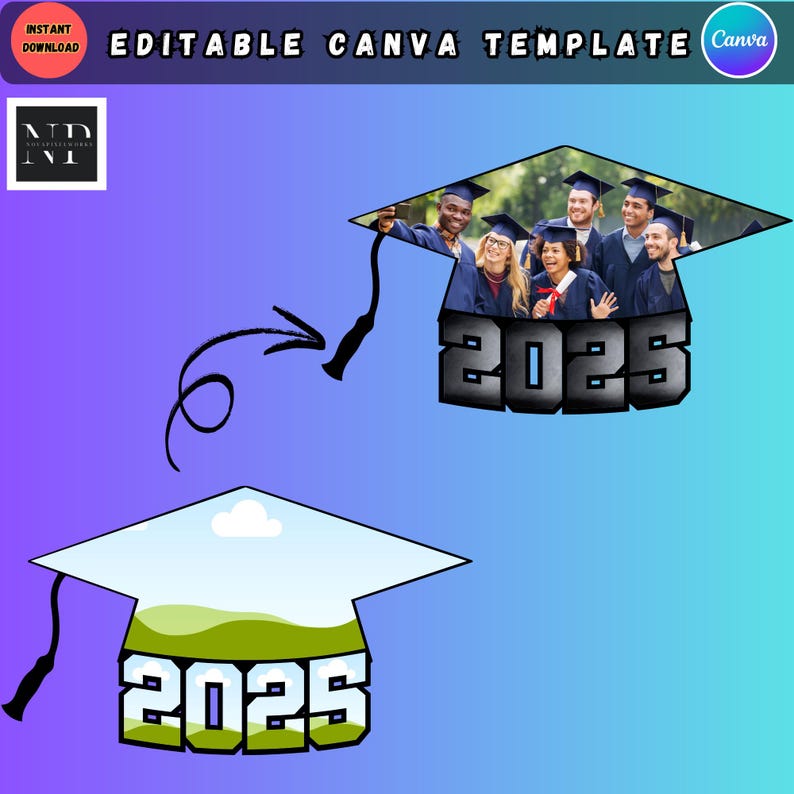 Graduation Fan Canva Template, Editable 2025 Grad Paddle Fan, Custom ...