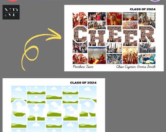 Cheerleader Collage Canva Template, Editable Cheer Poster, Personalized Cheer Gift, Printable Senior Night Memory Board