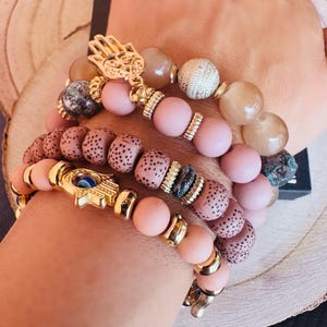Pack of 4 Boho Bracelets with Hamsa Amulet - Spiritual Bracelets for Women - Women&#39;s Bracelets - Bracelet to Vibrate Positively