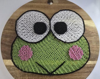 Green frog string art
