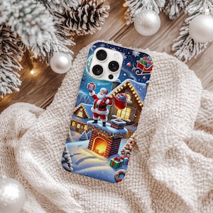 Christmas Santa Phone Case, Holiday Gift, Festive Cell Phone Cover, Cute Santa Design, Winter Wonderland