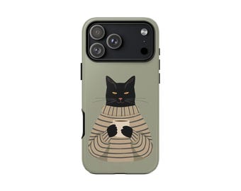 Cozy Black Cat with Coffee Phone Case | Tough Cases