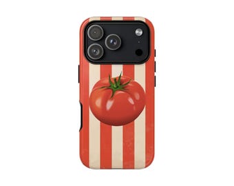 Tomato Stripe iPhone Case, Vintage Mediterranean