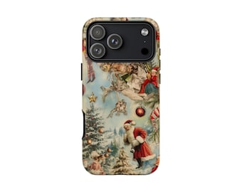 Vintage Santa Claus Christmas Phone Case, Retro Holiday iPhone Cover