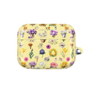 Floral AirPods Case Cover - Cute Yellow Botanical Design, Spring Flower Pattern, Protective AirPods Case for Nature Lovers