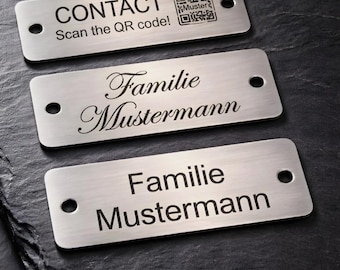 Briefkastenschild Klingelschild Türschild Namensschild mit Gravur Edelstahl