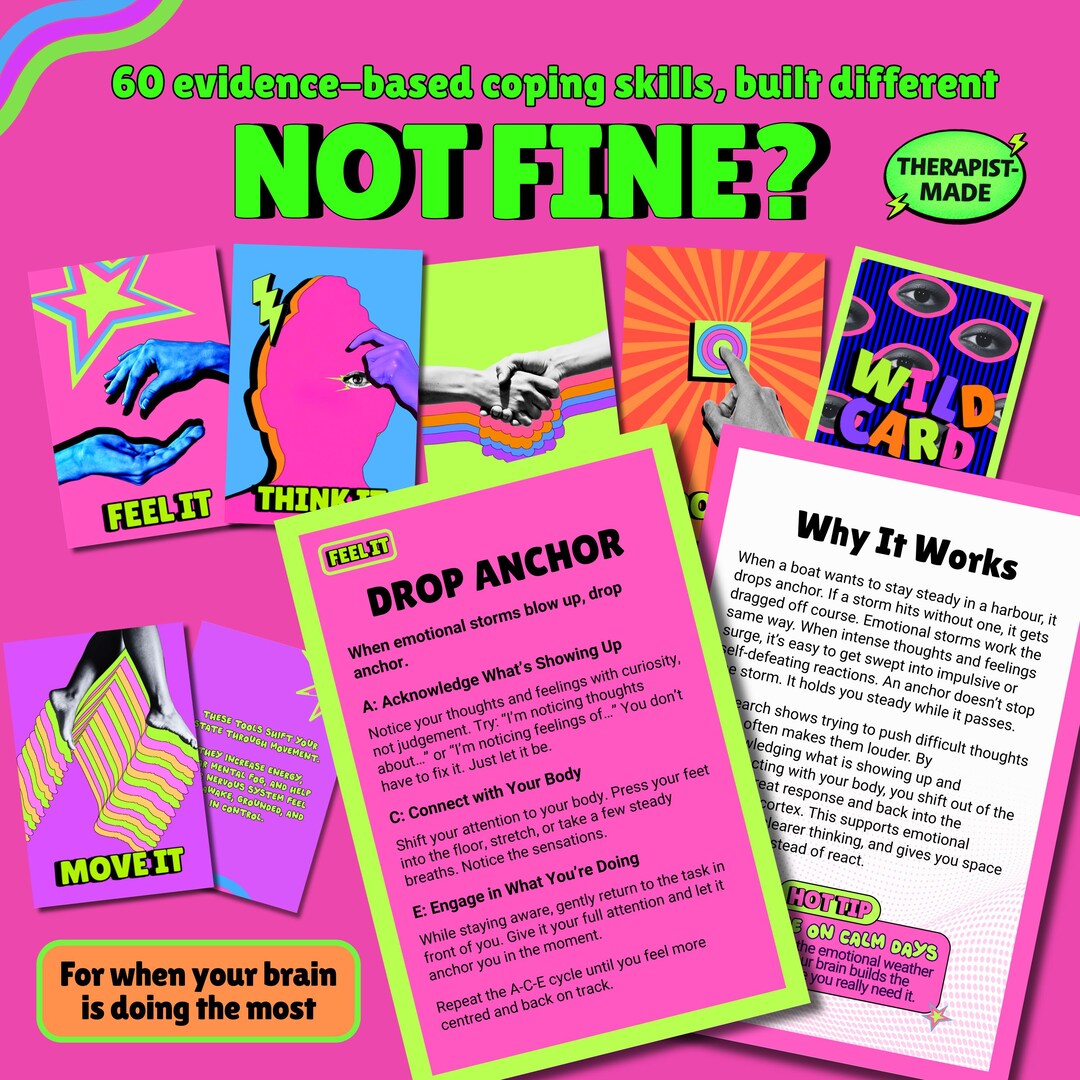 Coping Skills Cards for Teens Young Adults 60 DBT ACT Therapy Tools ...