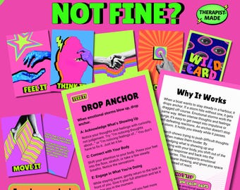 Coping Skills Cards for Teens Young Adults 60 DBT ACT Therapy Tools Emotional Regulation Anxiety Mental Health Printable PDF